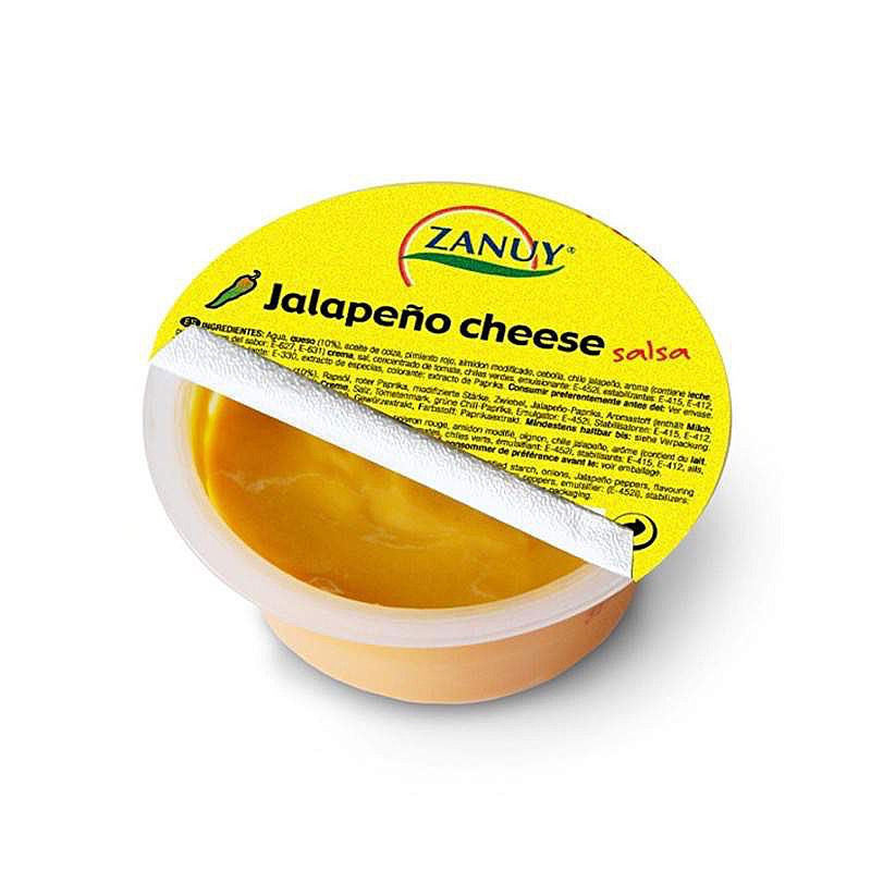 SALSA CHEDDAR CON JALAPEÑOS TARRINA 10/90g